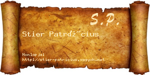 Stier Patrícius névjegykártya